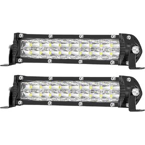 شريط ضوئي LED سعة 7 بوصات لجرار الشاحنة ، قرون LED صغيرة على الطريق يقود أضواء الضباب الإضافية 60W 6000LM ، شريط ضوء الفيضان المقاوم للماء لـ ATV UTV RZR RV RV MOWN MOWN CART