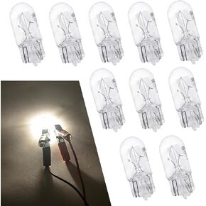 10 PCS CAR T10 Halogen Light Light Light ، 168 192 12V 5W مسطح قدم مسطح درجة حرارة عالية مقاومة للكوارتز مصباح مؤشر أداة غير متجانسة ، 360 درجة بدون ضوء بقعة عمياء (أبيض)