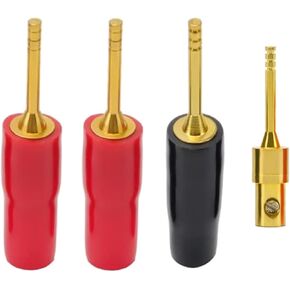 Oiyagai 8 PCS Gold Plated 2mm Banana Plan Plu Pin Type ، Audio Amplifier Wiring Slip Plupters Mointers Mointers (4 Red + 4 Black)