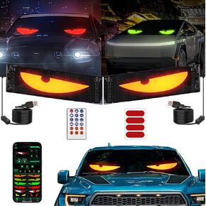 2PCS Devil Eyes Light for Cars,Programmable LED Eyes for Car, 19.3in x 4.3in,Flex LED Display for Car, LED Sign for Car,Suitable for Windows of Cars and Small to Medium-Sized Trucks