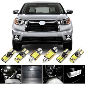 BMT xms Car LED Lights Interior Replacement for Toyota Highlander 2007-2013,6000K Cool White + 921 912 LED Bulb Reverse Lights, 16 Pieces