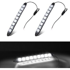 2pcs 9 LED أضواء الشريط أثناء النهار ، مجموعة ضوء ساطعة 12 فولت DRL ، مصباح ضباب بقعة مرنة ، مصباح مضاد للسيارات ماء Universal لشاحنة سيارات سيارات الدفع الرباعي