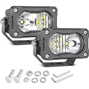 3 بوصة LED LED LIGHTS صفراء 2PCS على الطريق على الطريق الضباب الضوئي بقعة بقعة الفيضان كومبو LED مكعب العمل الخفيفة الخفيفة البار