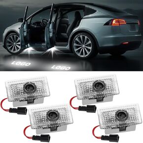 Kairiyard 4Pcs Car Door Lights Logo Projector Compatible with Tesla Model 3 Y S X, Bright 3D Shadow No Fade HD Car Door Puddle Projector Lights