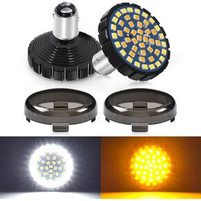 Benlari Upgrade 2" Motorcycle Front Turn Signals with Smoked Lens Covers 1157 LED Running Lights Compatible for Harley Davidson Touring Dyna Softail Sportster Street Glide Road Glide Iron 883