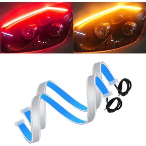 Qasim 30cm Soft Tube Guide Flexible LED Strip Daytime Running Light 12inch White Yellow Sequential Flowing Turn Signal LED Strip Auto Cars Motorcycles,2-Pack