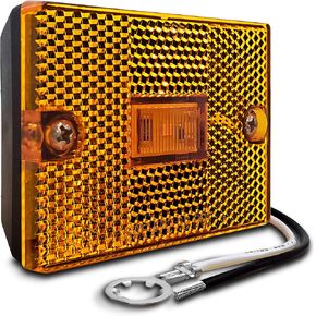 TRUE MODS 2pc 2x3 3x2 Inch Amber LED Stud-Mount Side Marker Light [DOT Certified] [IP67 Waterproof] [ Integrated Reflector] for Utility Boat Trailers Over 80" Camper RV Clearance Light