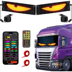 2pcs شيطان عيون الضوء للسيارات ، 23.6x4.72in عيون LED لزجاج الشاحنات ، OJOS LED PARA CARRO للبرمجة اللوحة LED مرنة رقيقة ، مع تطبيق Bluetooth والتحكم عن بعد لشاحنات سيارات سيارات السيارات سيارات الدفع الرباعي
