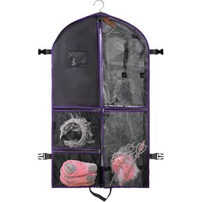 Dance Costume Bag, Garment Bags 40 Inch for Dance Competitions, Garment Bags for Travel, Portable Foldable Dust-Proof Storage Bags for Coats, 5 Clear Zipper Pockets,suitable to Gowns, Dresses(Purple) in Saudi Arabia