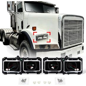 Headlight Housing Base for 1989-2003 Freightliner FLD 112 120 Semi Truck, Headlight Bezel with 3 Pin Female Connector Driver Left Passenger Right Side a Pair A0615605002 A0615605003