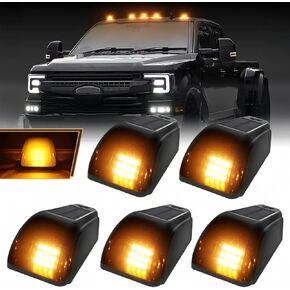 Solar Wireless No Drill Cab Lights for Truck Roof, IP67 Waterproof 5PCS, Solar-Powered Truck Cab Lights with Auto Sensor Luces para Techo de Carro
