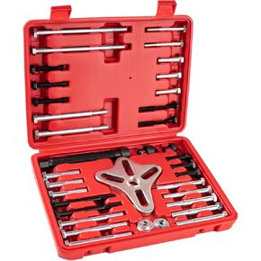 46PCS Harmonic Balancer Puller Set, Automotive Power Steering Wheel Pulley Puller Installer Tool Kit, Crankshaft Flywheel Puller Removal Tool Set Works with Most Cars, Pickups, and SUVs
