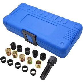 Spark Plug Thread Repair Kit, 16pcs M14 x 1.25 Tap Spark Plug Rethreading Set with Portable Case, Tap Stainless Steel Auto Spark Plug Repair Tool for Gasoline Engines, Generators(size:16pcs)