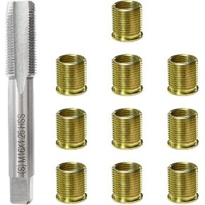 Spark Plug Thread Repair Kit, M14×1.25 Inserts and M16×1.25 Tap Spark Plug Rethreading Set, Stainless Steel Thread Repair Tool Kit for Automotive Gasoline Engines Generators