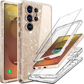 Coolwee Full Protective for Galaxy S25 Plus Heavy Duty Hybrid 3 in 1 Rugged Shockproof Women Girls for Samsung Galaxy S25 Plus 6.7 inch 5G Shiny Clear Glitter Bling Sparkle in Kuwait
