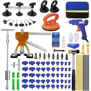 97pcs Dent Puller Kit ، مجتذب Car Dent لإزالة Dent ، مجموعة إزالة دنت بلا طلاء مع رافع ذهبي ، مجتذب الجسر ، Hammer T-Bar ، أداة مزيل Dent للسيارة Ding Ding Repair
