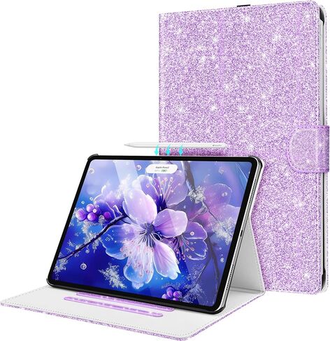 Fingic for iPad Pro 13 inch Case 2024 M4 7th Glitter Sparkly with Pencil Holder Support Pencil Pro and Pencil(USB-C) Leather Folio Smart Stand Magnetic Auto Wake/Sleep Shockproof Case foriPad Pro 13 in Kuwait