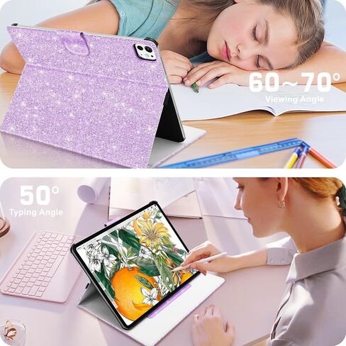 Fingic for iPad Pro 13 inch Case 2024 M4 7th Glitter Sparkly with Pencil Holder Support Pencil Pro and Pencil(USB-C) Leather Folio Smart Stand Magnetic Auto Wake/Sleep Shockproof Case foriPad Pro 13 in Kuwait