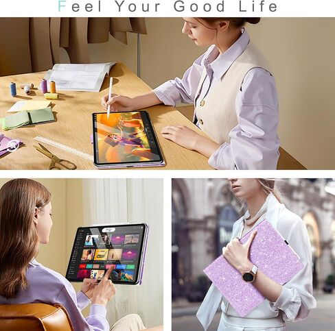 Fingic for iPad Pro 13 inch Case 2024 M4 7th Glitter Sparkly with Pencil Holder Support Pencil Pro and Pencil(USB-C) Leather Folio Smart Stand Magnetic Auto Wake/Sleep Shockproof Case foriPad Pro 13 in Kuwait