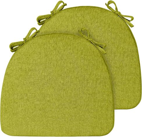 Semicircular Chair Cushions for Dining Chairs with Ties and Removable Cover, 2" Thick Dining Kitchen Chair Pads, Indoor Dining Room Chair Cushions, 17" x 16"2 Pack Fluorescent Green in Saudi Arabia