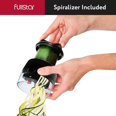 يشمل مروحية الخضار في Fullstar All -in -1 ، Slicer و Cheese Gather - Franch Fry Cutter & Veggie Dicer - Cheese Slicer - مكافأة يدويًا يدويًا (6 في 1 ، أسود/أبيض) in Kuwait