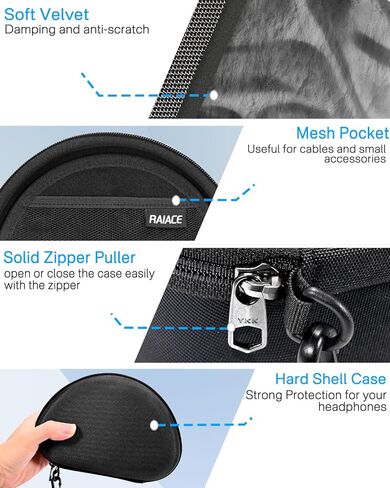 RAIACE Hard Travel Storage Case Compatible with TOZO HT2 / Beats Solo 4 / Picun P26 / Beats Studio Pro Headphones, Protective Carrying Bag. (case only) (Blue) in Kuwait