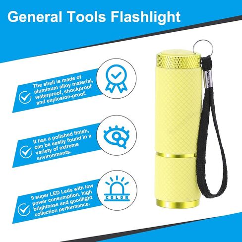 PATIKIL 9 LED Glow in Dark Flashlights, Mini Aluminum Flashlight Rubber Coated Flashlight with Strap for Camping, Hiking, Party, Pink in Kuwait