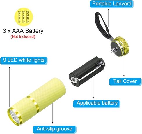 PATIKIL 9 LED Glow in Dark Flashlights, Mini Aluminum Flashlight Rubber Coated Flashlight with Strap for Camping, Hiking, Party, Pink in Kuwait