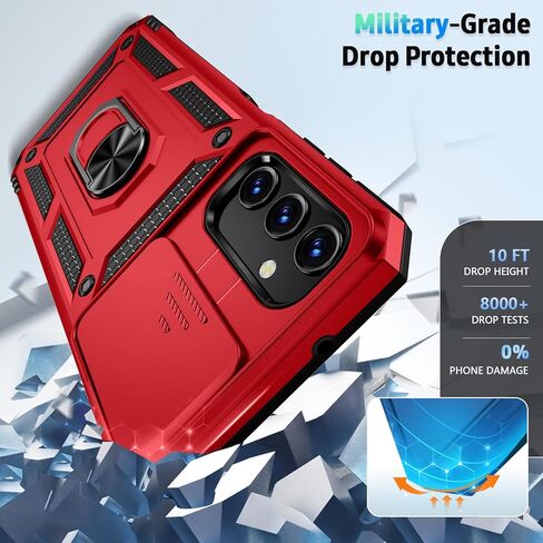 for Samsung Galaxy A25 5G Case with Slide Lens Cover, HD Screen Protector, Military Grade Drop Protection, Magnetic Rotated Ring Holder Kickstand Phone Case for Samsung Galaxy A25 5G (Black) in Kuwait