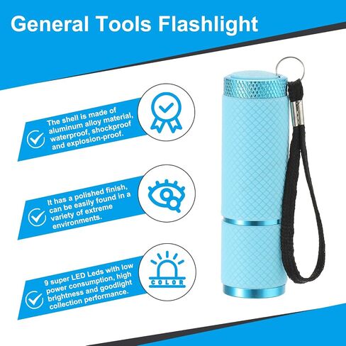 PATIKIL 9 LED Glow in Dark Flashlights, Mini Aluminum Flashlight Rubber Coated Flashlight with Strap for Camping, Hiking, Party, Pink in Kuwait