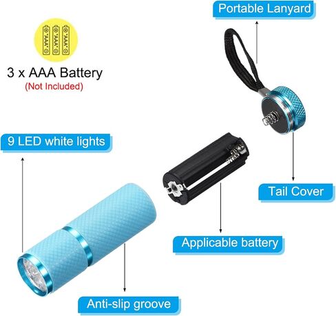 PATIKIL 9 LED Glow in Dark Flashlights, Mini Aluminum Flashlight Rubber Coated Flashlight with Strap for Camping, Hiking, Party, Pink in Kuwait