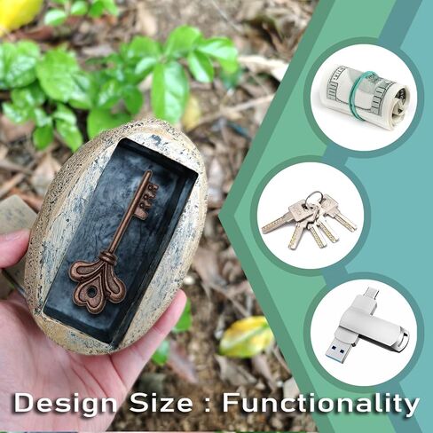 إخفاء مفتاح خارجي - صخرة مزيفة للمفتاح - مخفي مفتاح صخري مزيف خارجي - تصميم حجري مضغوط، مادة راتنجية مقاومة للماء ومحمية من الشمس - مخفي مفتاح مثالي للديكور الخارجي والأمن (مفتاح الروك 1) in Kuwait