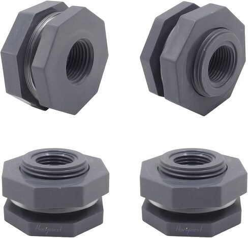 NPT1/2 PVC Bulkhead Fitting, Plastic Pipe Connector for rain Barrel Garden Hose Adapter Spigot kit Water Tank Gallon Drain Bucket (pack of 4 pcs) in Saudi Arabia