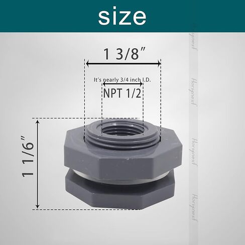 NPT1/2 PVC Bulkhead Fitting, Plastic Pipe Connector for rain Barrel Garden Hose Adapter Spigot kit Water Tank Gallon Drain Bucket (pack of 4 pcs) in Saudi Arabia