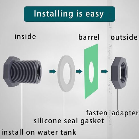 NPT1/2 PVC Bulkhead Fitting, Plastic Pipe Connector for rain Barrel Garden Hose Adapter Spigot kit Water Tank Gallon Drain Bucket (pack of 4 pcs) in Saudi Arabia
