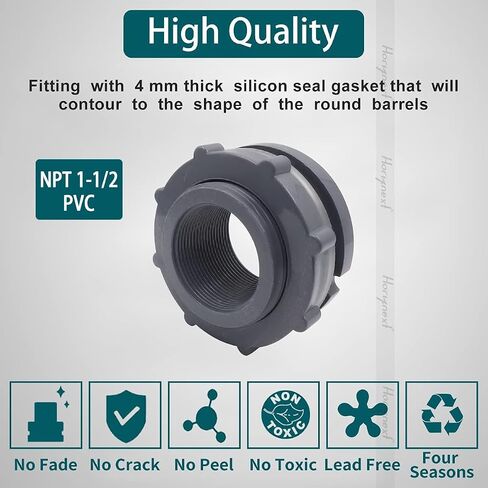 NPT1/2 PVC Bulkhead Fitting, Plastic Pipe Connector for rain Barrel Garden Hose Adapter Spigot kit Water Tank Gallon Drain Bucket (pack of 4 pcs) in Saudi Arabia