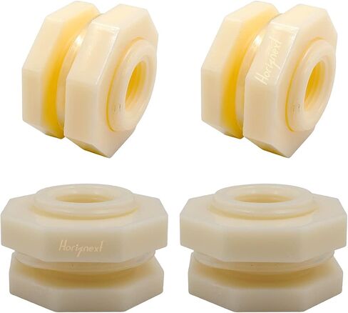 NPT1/2 PVC Bulkhead Fitting, Plastic Pipe Connector for rain Barrel Garden Hose Adapter Spigot kit Water Tank Gallon Drain Bucket (pack of 4 pcs) in Saudi Arabia
