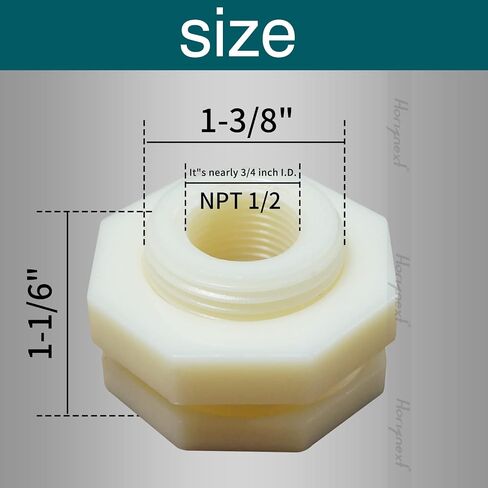 NPT1/2 PVC Bulkhead Fitting, Plastic Pipe Connector for rain Barrel Garden Hose Adapter Spigot kit Water Tank Gallon Drain Bucket (pack of 4 pcs) in Saudi Arabia