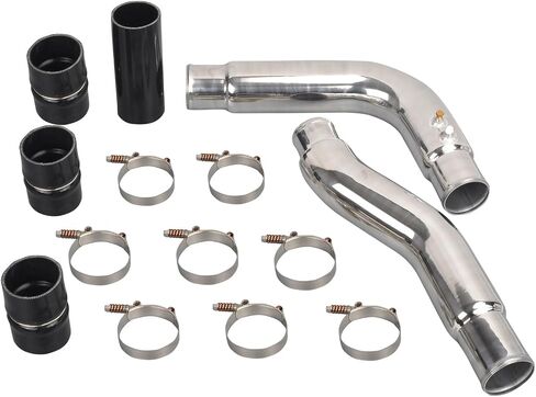 SSN 3" Aluminum Intercooler Pipe &Boot Kit Compatible with 2002 2003 2004 GMC 6.6L LB7 Duramax Diesel Black in Kuwait