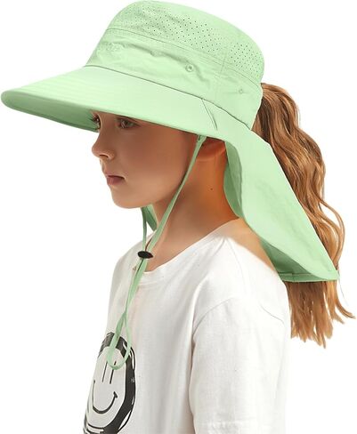 SeekTop في الهواء الطلق Kids Sun Hat Boys Sun Hat Girls Beach Hat Upf 50+ Wids Bucket Hat Wide Brim Kids Fishing Safari Hat in Kuwait