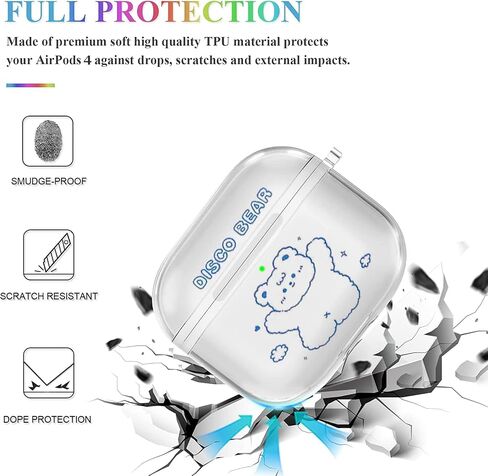 من أجل AirPods لطيف 4 Case 2024 مع Ceychain Carabiner ، Clear Airpods 4 CASE CARONITE ANIME PANDY SOWNIDE مع زخارف للأطفال نساء النساء (DUCK & FLOWER) in Kuwait
