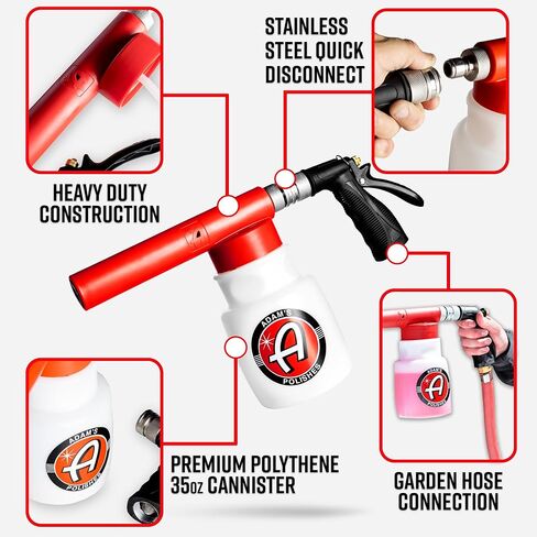 Adam's Premium Foam Gun Car Wash Sprayer - Connects to Garden Hose for Car Washing, No Pressure Washer Required, Use Snow Foam Blaster with Car Soap, Shampoo or Detergent in Kuwait