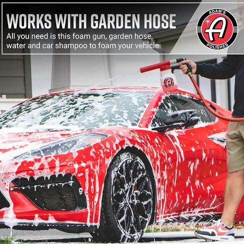 Adam's Premium Foam Gun Car Wash Sprayer - Connects to Garden Hose for Car Washing, No Pressure Washer Required, Use Snow Foam Blaster with Car Soap, Shampoo or Detergent in Kuwait