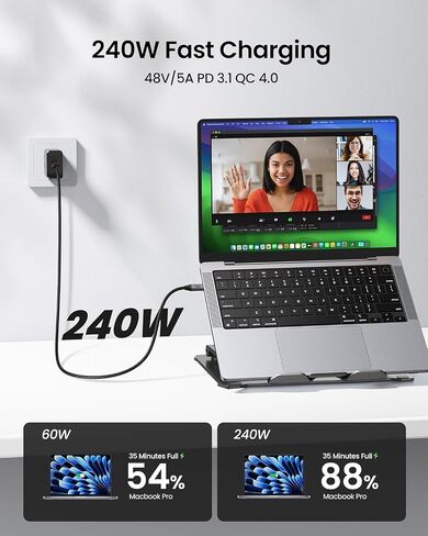 5 أقدام USB C شاشة العرض كبل عرض [4K@144Hz/60Hz 8K@30Hz] ، USB C 3.2 GEN 2X2 CABLE in Kuwait