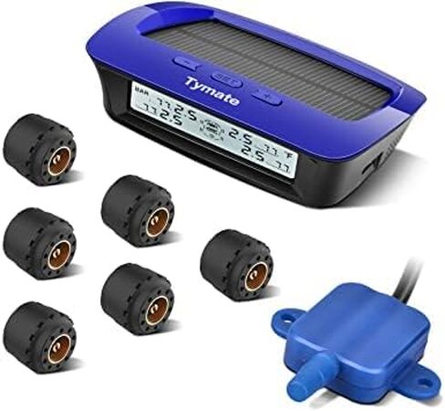 Tymate RV Tire Pressure Monitoring System - M12-3 Tire Pressure Monitor System (0-87 PSI) with Solar Charge, 5 Alarm Modes, Auto Sleep Mode, LCD Display, RV TPMS with 4 Sensors, Easy to Install in Kuwait