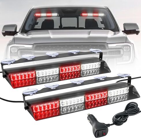 Amber/White 2 in 1 Dash Dash Strobe Light Bar ، Front/Gront 48leds Interior Windshield Safety Safety Lights Warlning Lights لشاحنات أعمال البناء عبر المركبات in Kuwait