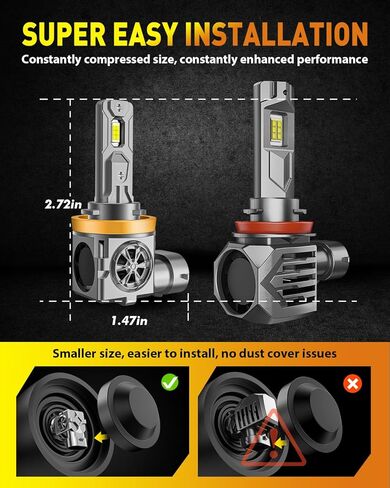 Brightest 9007/HB5 LED Bulbs, 44000LM 10X Ultra-Brighter, 6500K Pure White, 1:1 Halogen Size, Plug-N-Play, IP68 Waterproof, Pack of 2 in Saudi Arabia