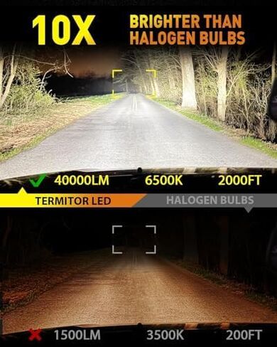 Brightest 9007/HB5 LED Bulbs, 44000LM 10X Ultra-Brighter, 6500K Pure White, 1:1 Halogen Size, Plug-N-Play, IP68 Waterproof, Pack of 2 in Saudi Arabia