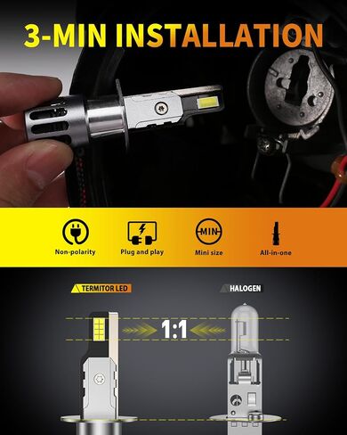 Brightest 9007/HB5 LED Bulbs, 44000LM 10X Ultra-Brighter, 6500K Pure White, 1:1 Halogen Size, Plug-N-Play, IP68 Waterproof, Pack of 2 in Saudi Arabia