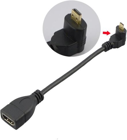 Seadream Angled Micro HDMI to HDMI Adapter Cable 6" 15CM 90 Degree Micro HDMI Left-Toward Male to HDMI Female Cable Adapter Connector (Left-Towardl) in Kuwait
